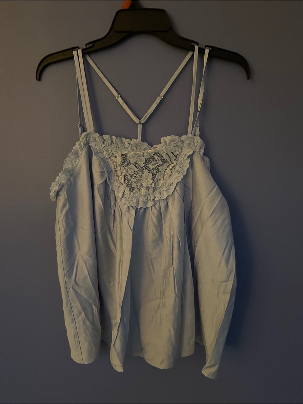 Delicate Lace Y-Back Camisole Tank Top - Light Blue